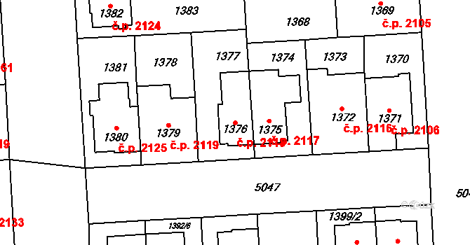 Přerov I-Město 2118, Přerov na parcele st. 1376 v KÚ Přerov, Katastrální mapa