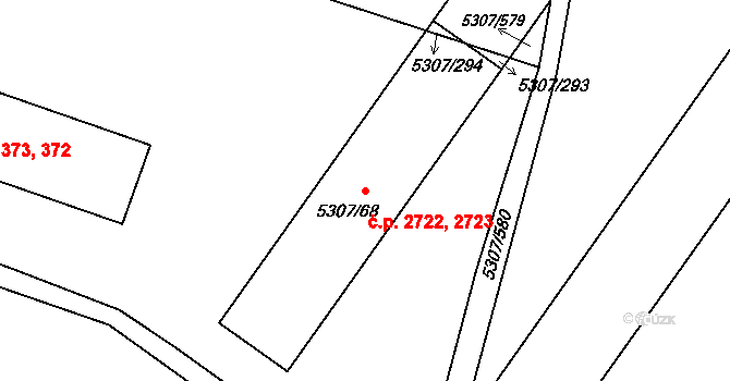 Přerov I-Město 2722,2723, Přerov na parcele st. 5307/68 v KÚ Přerov, Katastrální mapa