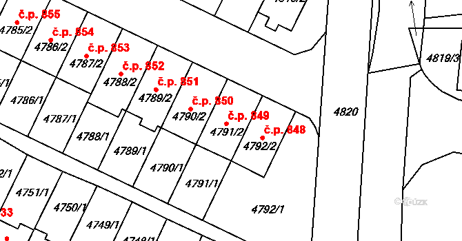 Žižkov 849, Kutná Hora na parcele st. 4791/2 v KÚ Kutná Hora, Katastrální mapa