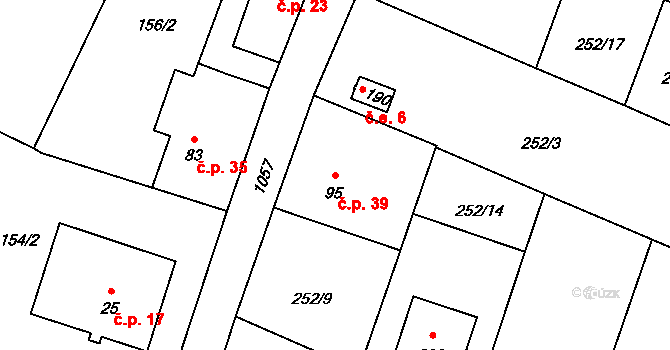 Barochov 39, Řehenice na parcele st. 95 v KÚ Malešín, Katastrální mapa