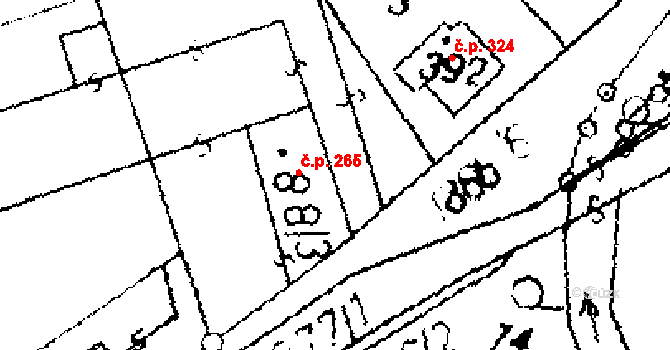 Přerov nad Labem 265 na parcele st. 88/3 v KÚ Přerov nad Labem, Katastrální mapa