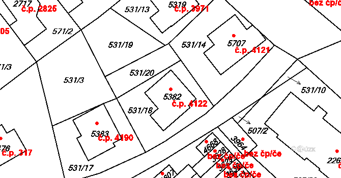 Jablonec nad Nisou 4122 na parcele st. 5382 v KÚ Jablonec nad Nisou, Katastrální mapa