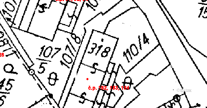Markvartice 182,183,184, Jablonné v Podještědí na parcele st. 318 v KÚ Markvartice v Podještědí, Katastrální mapa