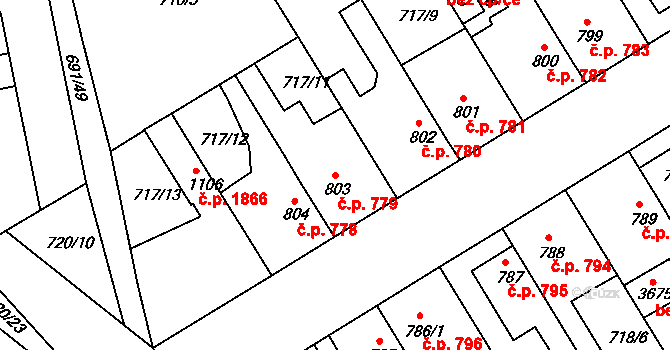 Brandýs nad Labem 779, Brandýs nad Labem-Stará Boleslav na parcele st. 803 v KÚ Brandýs nad Labem, Katastrální mapa