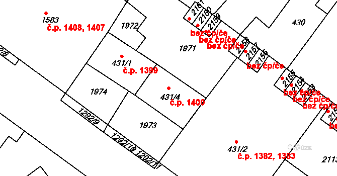 Brandýs nad Labem 1400, Brandýs nad Labem-Stará Boleslav na parcele st. 431/4 v KÚ Brandýs nad Labem, Katastrální mapa