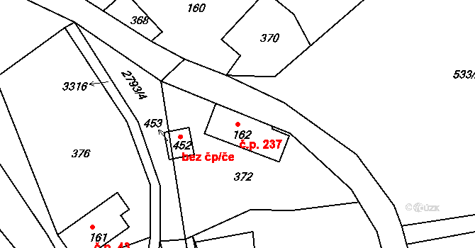 Václavice 237, Hrádek nad Nisou na parcele st. 162 v KÚ Václavice u Hrádku nad Nisou, Katastrální mapa
