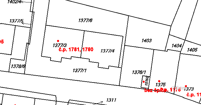 Tachov 1780,1781 na parcele st. 1377/4 v KÚ Tachov, Katastrální mapa