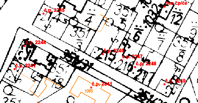 Podlusky 2246, Roudnice nad Labem na parcele st. 215 v KÚ Podlusky, Katastrální mapa