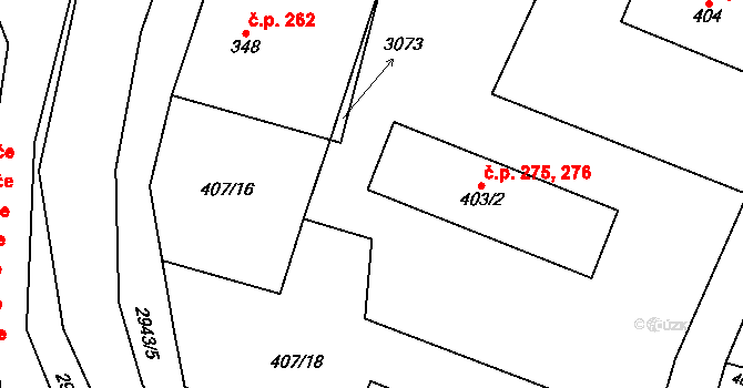 Poniklá 275,276 na parcele st. 403/2 v KÚ Poniklá, Katastrální mapa