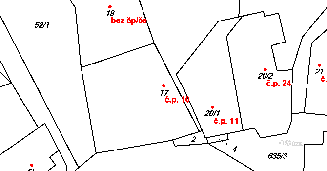 Strměchy 10, Pelhřimov na parcele st. 17 v KÚ Strměchy, Katastrální mapa