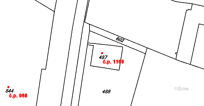 Trnovany 1168, Teplice na parcele st. 487 v KÚ Teplice-Trnovany, Katastrální mapa