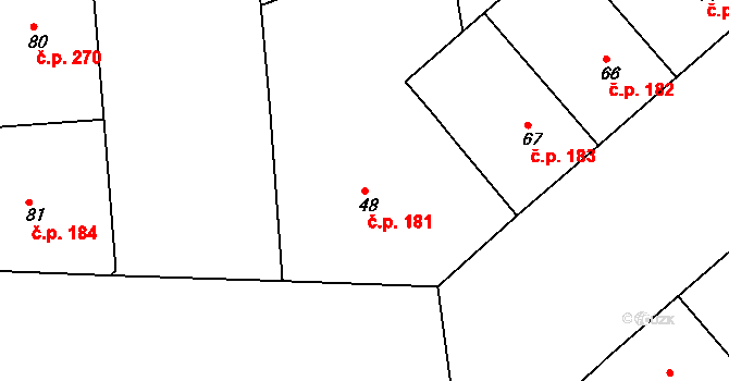 Dejvice 181, Praha na parcele st. 48 v KÚ Dejvice, Katastrální mapa