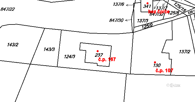 Starý Rožmitál 167, Rožmitál pod Třemšínem na parcele st. 237 v KÚ Starý Rožmitál, Katastrální mapa