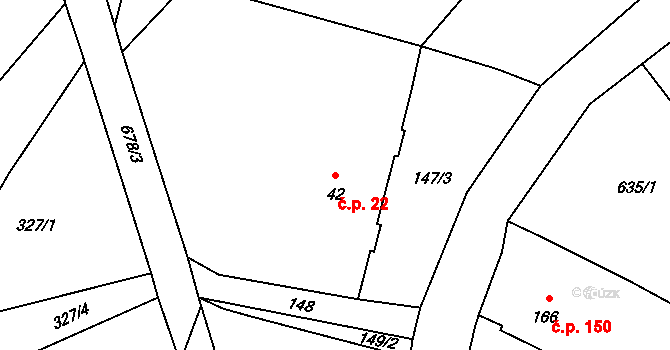 Bobr 22, Žacléř na parcele st. 42 v KÚ Bobr, Katastrální mapa
