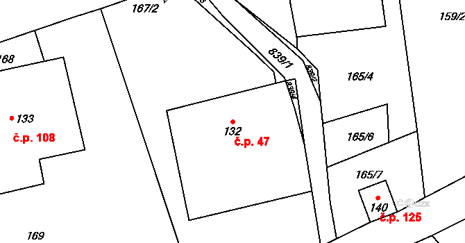 Skuhrov 47, Česká Třebová na parcele st. 132 v KÚ Skuhrov u České Třebové, Katastrální mapa