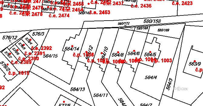 Bludovice 1006, Havířov na parcele st. 564/10 v KÚ Bludovice, Katastrální mapa