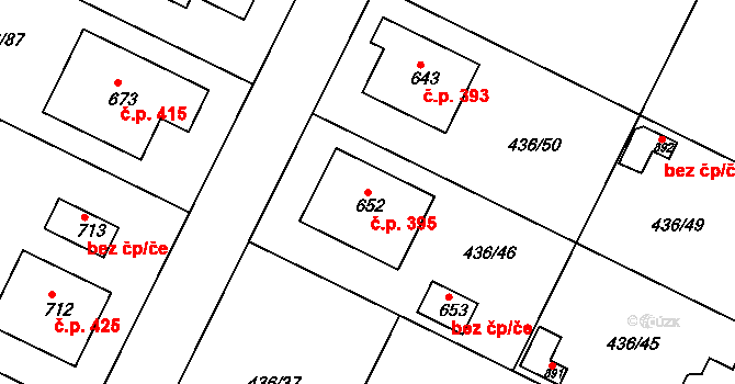 Opatovice nad Labem 395 na parcele st. 652 v KÚ Opatovice nad Labem, Katastrální mapa