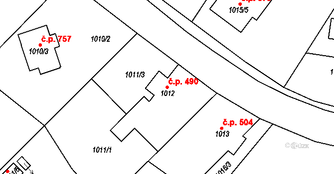 Kluč 490, Habartov na parcele st. 1012 v KÚ Habartov, Katastrální mapa