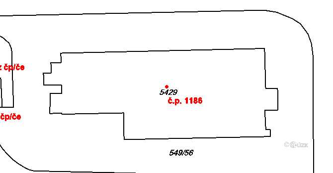 Chrudim IV 1186, Chrudim na parcele st. 5429 v KÚ Chrudim, Katastrální mapa