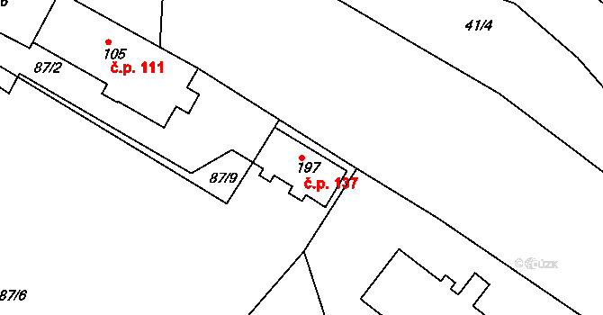 Horní Maršov 137 na parcele st. 197 v KÚ Horní Maršov, Katastrální mapa