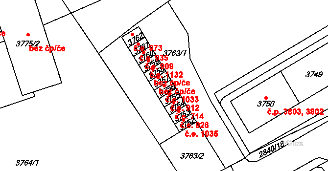 Chomutov 1033 na parcele st. 3756 v KÚ Chomutov I, Katastrální mapa