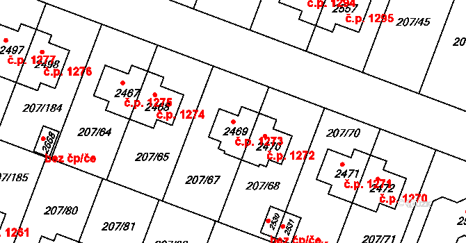 Nové Strašecí 1273 na parcele st. 2469 v KÚ Nové Strašecí, Katastrální mapa