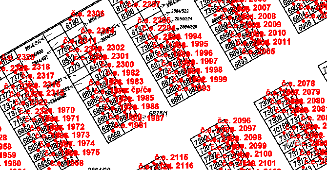 Hodonín 1991 na parcele st. 6879 v KÚ Hodonín, Katastrální mapa