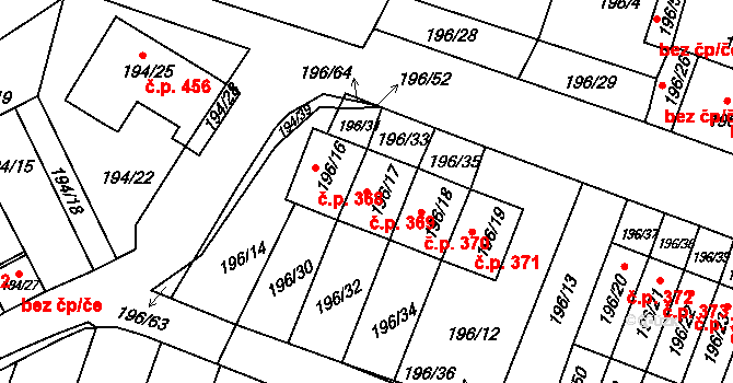 Pokratice 369, Litoměřice na parcele st. 196/17 v KÚ Pokratice, Katastrální mapa