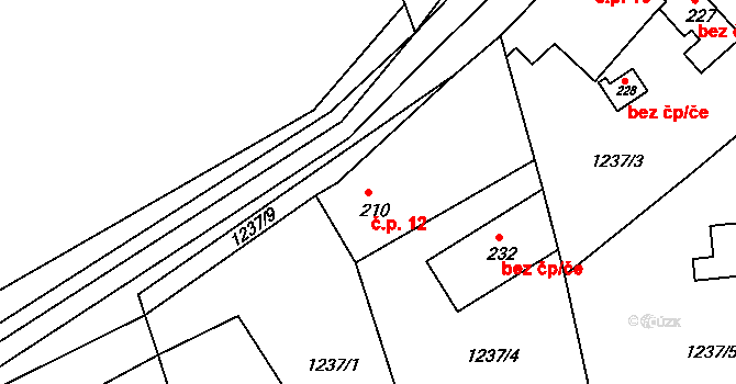 Hůrka Kapinos 12, Neveklov na parcele st. 210 v KÚ Zádolí u Neveklova, Katastrální mapa