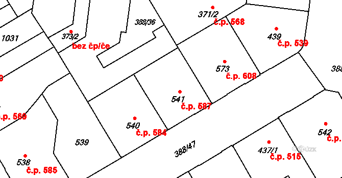 Přívoz 587, Ostrava na parcele st. 541 v KÚ Přívoz, Katastrální mapa