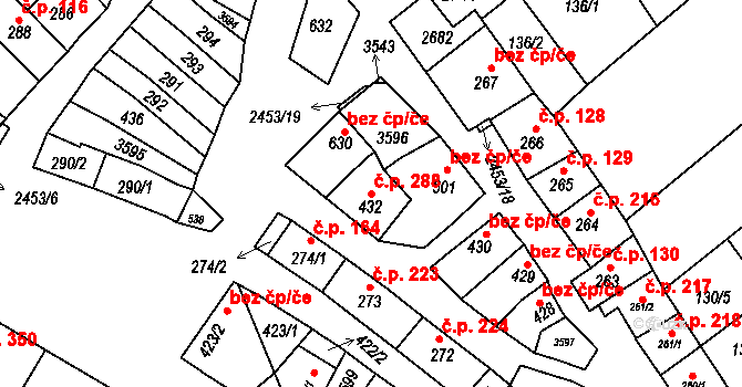 Tlumačov 288 na parcele st. 432 v KÚ Tlumačov na Moravě, Katastrální mapa