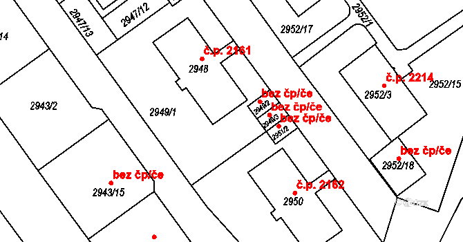 Teplice 39162338 na parcele st. 2949/2 v KÚ Teplice, Katastrální mapa