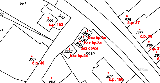 Mořice 41163338 na parcele st. 552 v KÚ Mořice, Katastrální mapa