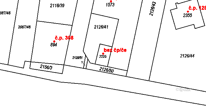 Uničov 41209338 na parcele st. 2225 v KÚ Uničov, Katastrální mapa