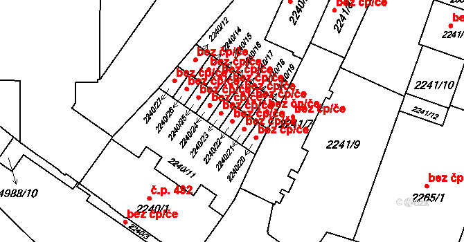 Přerov 43356338 na parcele st. 2240/22 v KÚ Přerov, Katastrální mapa