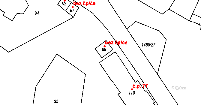 Čachotín 44525338 na parcele st. 69 v KÚ Čachotín, Katastrální mapa