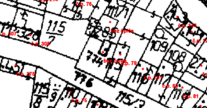 Zlonice 45341338 na parcele st. 774 v KÚ Zlonice, Katastrální mapa