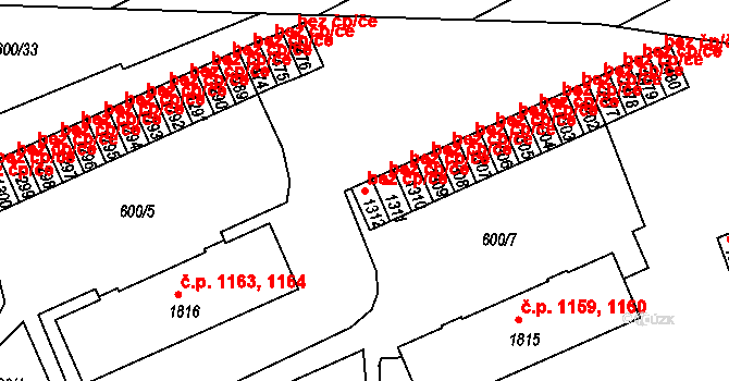 Vlašim 45468338 na parcele st. 1312 v KÚ Vlašim, Katastrální mapa