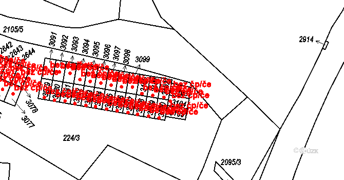 Písek 46232338 na parcele st. 3103 v KÚ Písek, Katastrální mapa