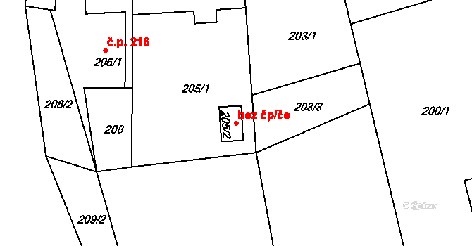 Šenov u Nového Jičína 48836338 na parcele st. 205/2 v KÚ Šenov u Nového Jičína, Katastrální mapa