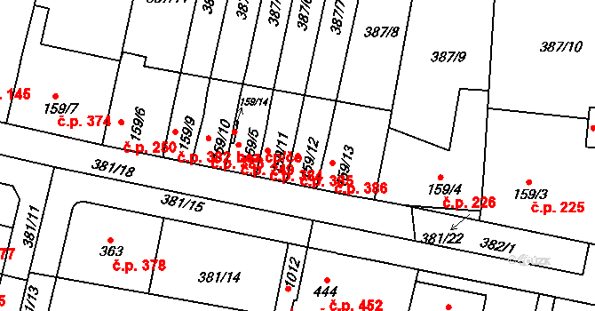 Slatiňany 385 na parcele st. 159/12 v KÚ Slatiňany, Katastrální mapa