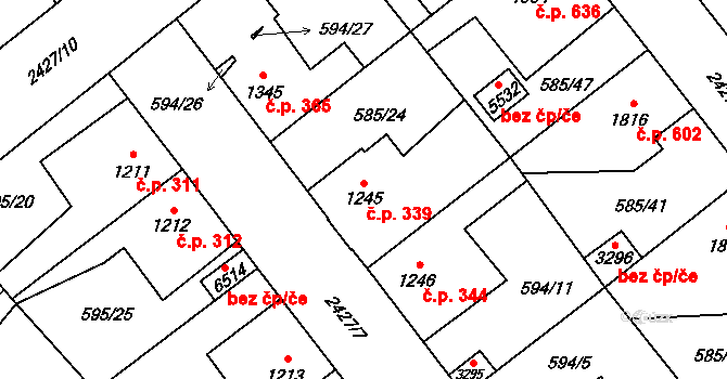 Beroun-Závodí 339, Beroun na parcele st. 1245 v KÚ Beroun, Katastrální mapa