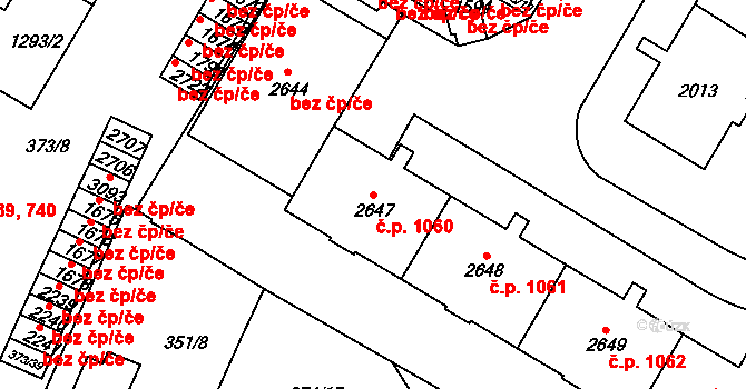 Sušice II 1060, Sušice na parcele st. 2647 v KÚ Sušice nad Otavou, Katastrální mapa