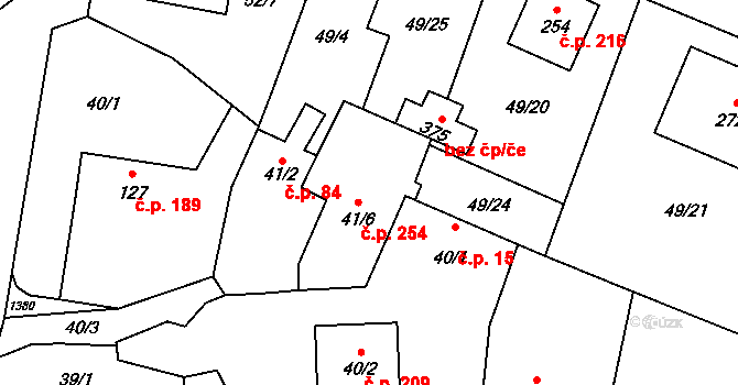 Chodouň 254 na parcele st. 41/6 v KÚ Chodouň, Katastrální mapa