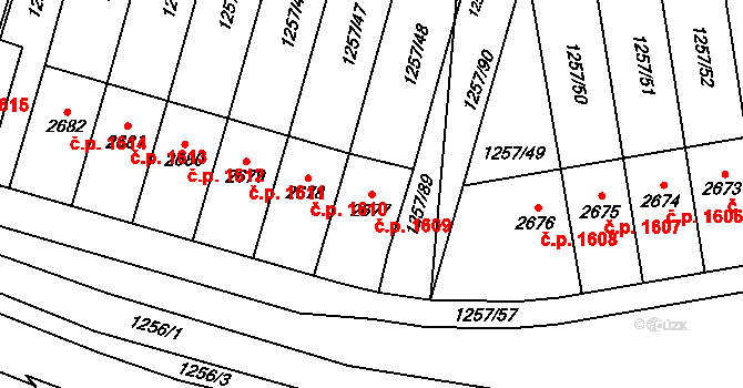 Náchod 1609 na parcele st. 2677 v KÚ Náchod, Katastrální mapa