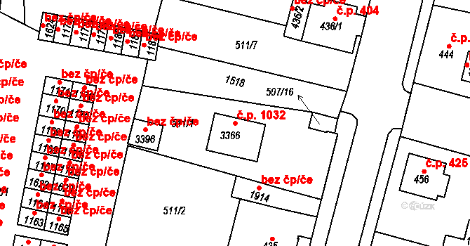 Stará Role 1032, Karlovy Vary na parcele st. 3366 v KÚ Stará Role, Katastrální mapa