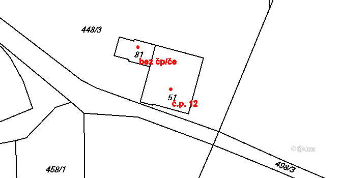 Beneda 12, Bušanovice na parcele st. 51 v KÚ Bušanovice, Katastrální mapa