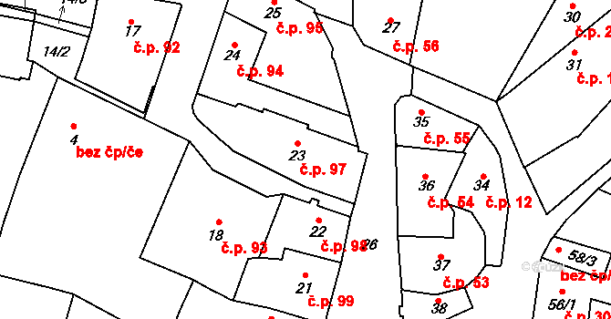 Vimperk I 97, Vimperk na parcele st. 23 v KÚ Vimperk, Katastrální mapa
