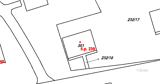 Loučovice 239 na parcele st. 351 v KÚ Loučovice, Katastrální mapa