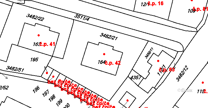 Kozojedy 42 na parcele st. 164 v KÚ Kozojedy u Kralovic, Katastrální mapa